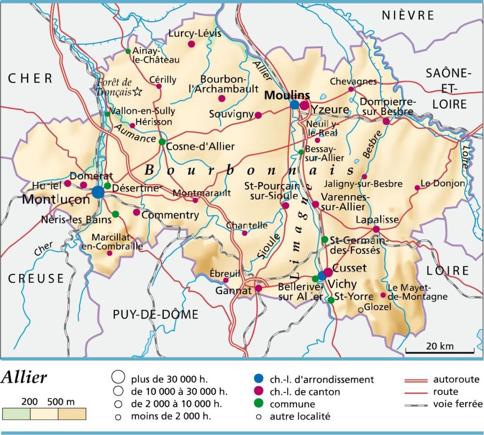 carte département Allier