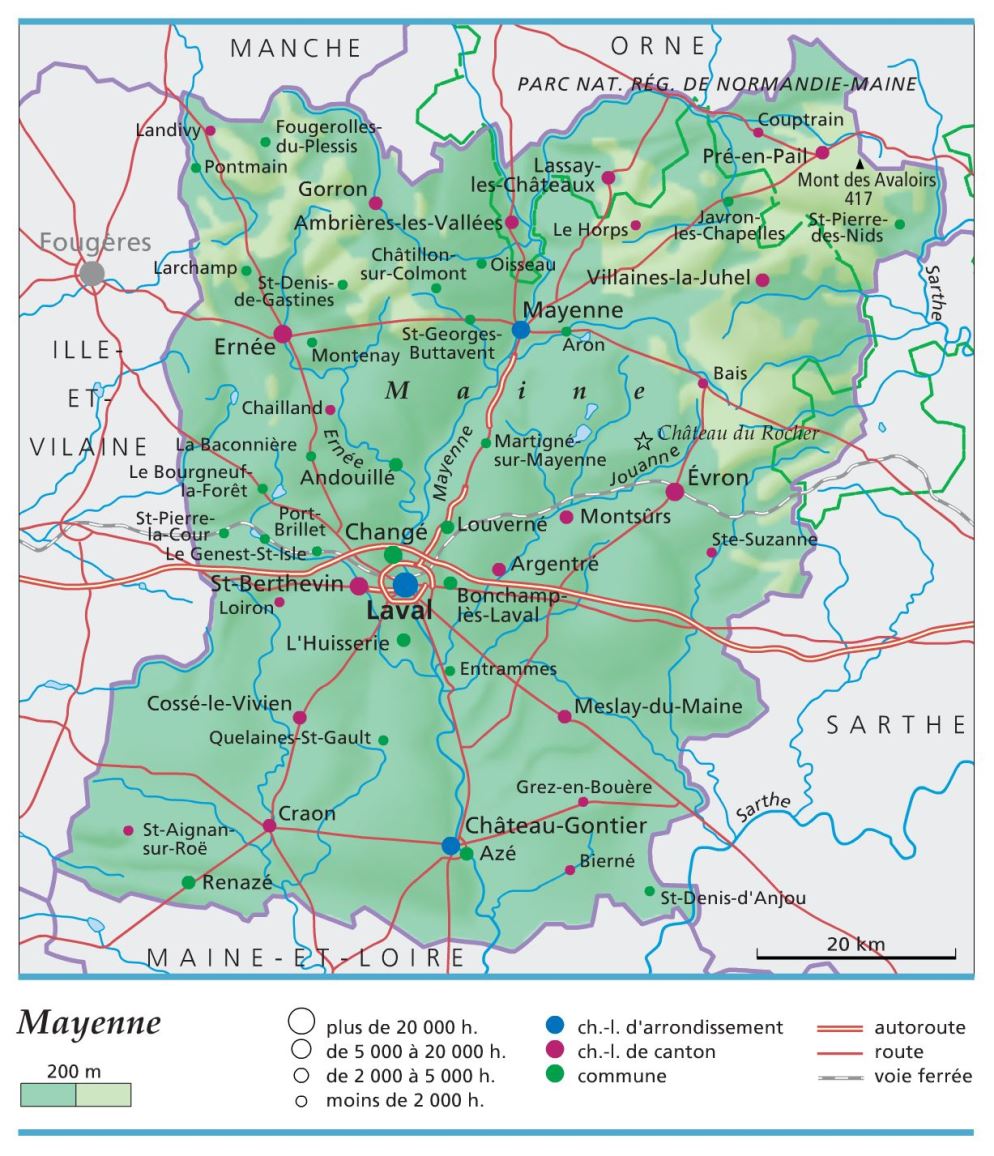 carte département Mayenne