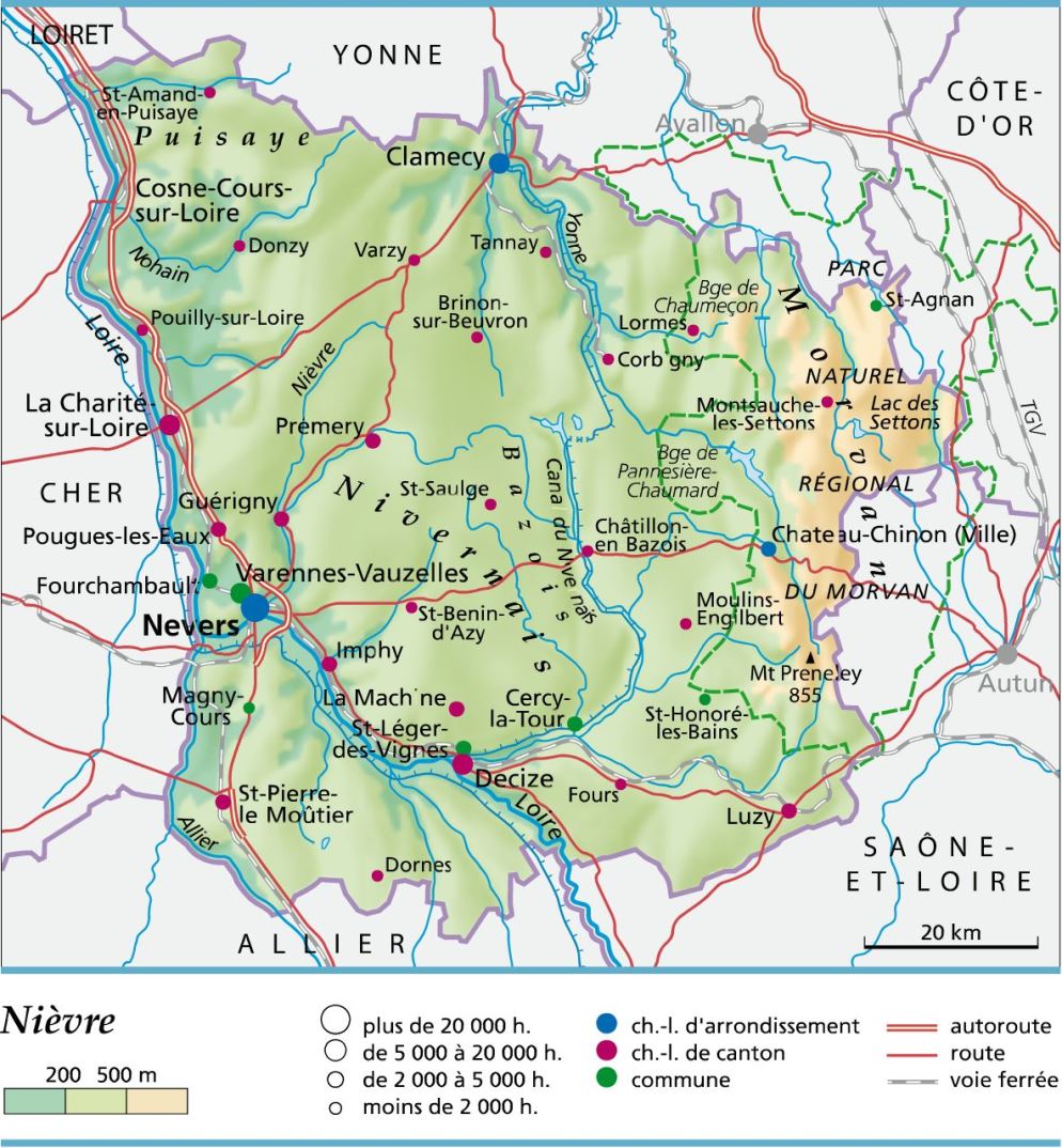 carte département Nièvre