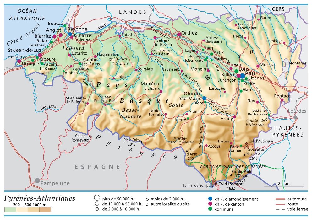 carte département Pyrénées-Atlantiques