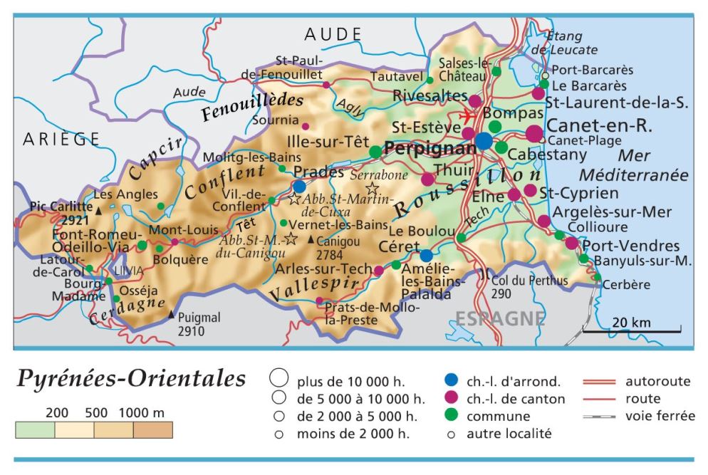carte département Pyrénées-Orientales