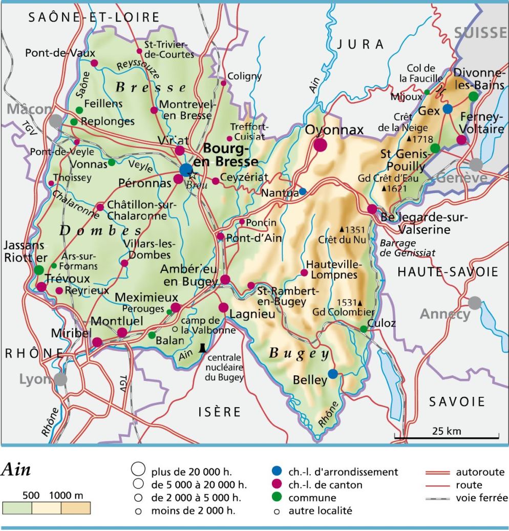 carte et plan du département de l'AIN carte département Ain