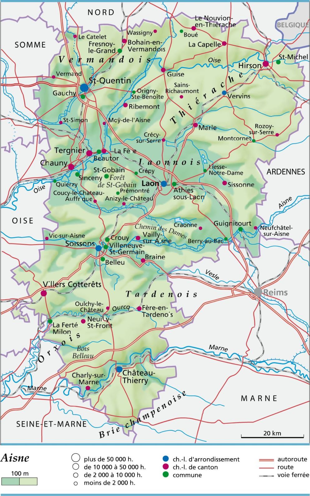 carte et plan du département de l'AISNE carte département Aisne