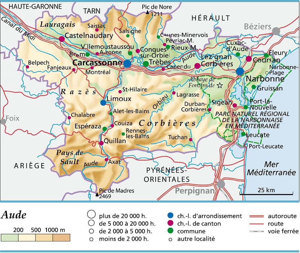 carte et plan du département de l'AUDE carte département Aude