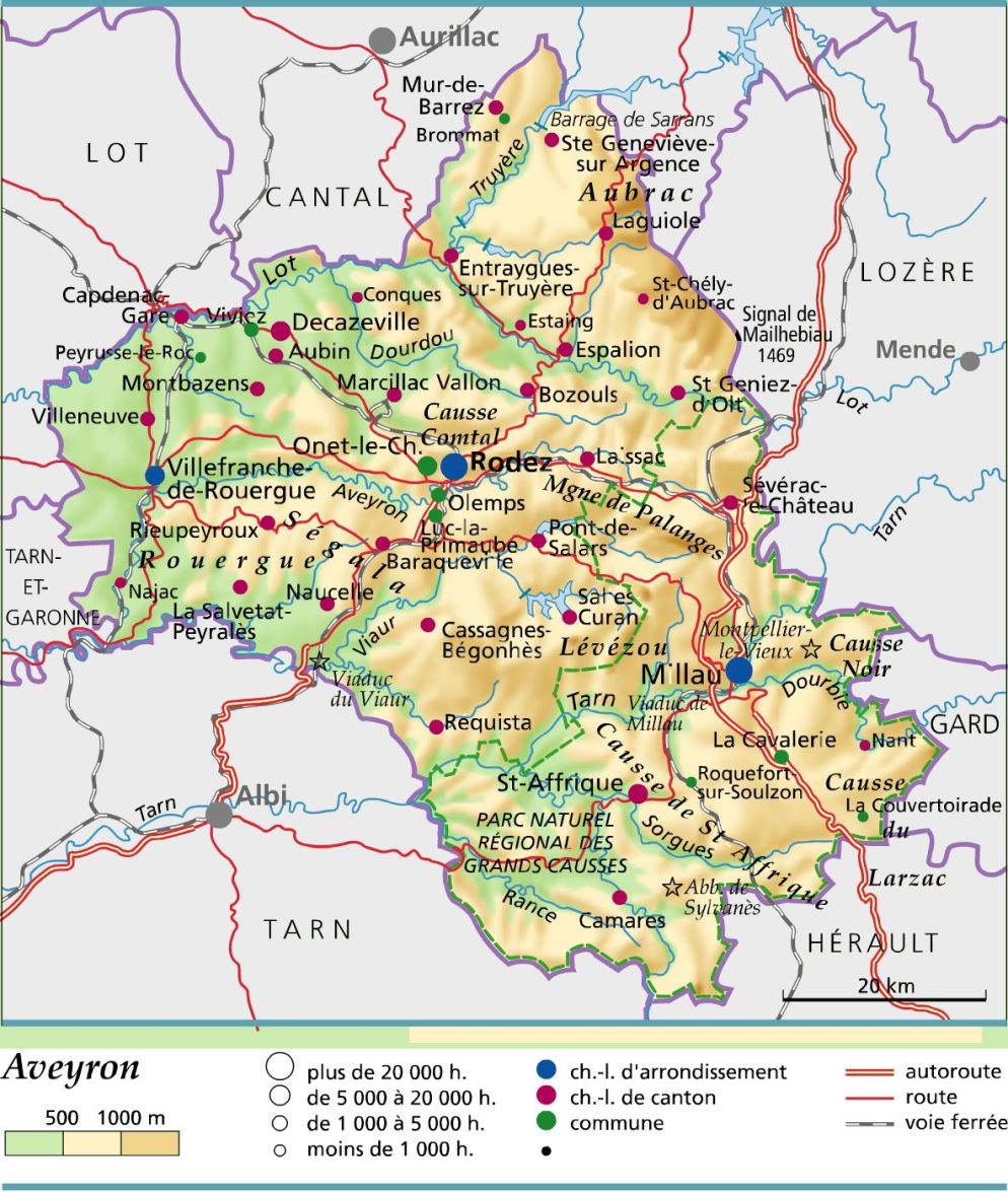 carte département Aveyron