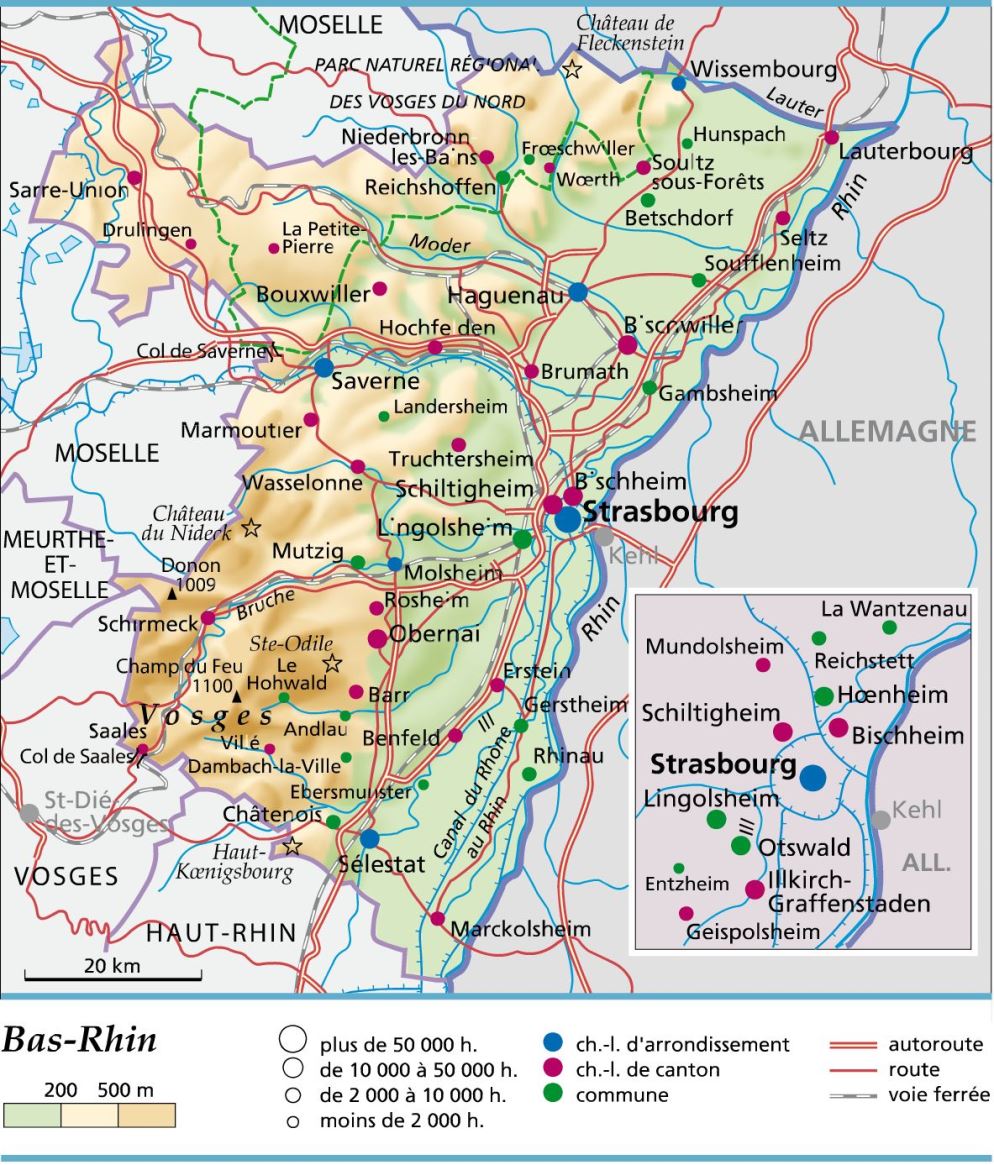 carte département Bas-Rhin