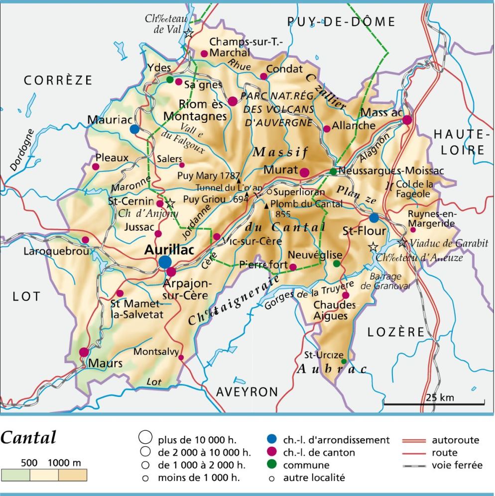 carte et plan du département du CANTAL carte département Cantal