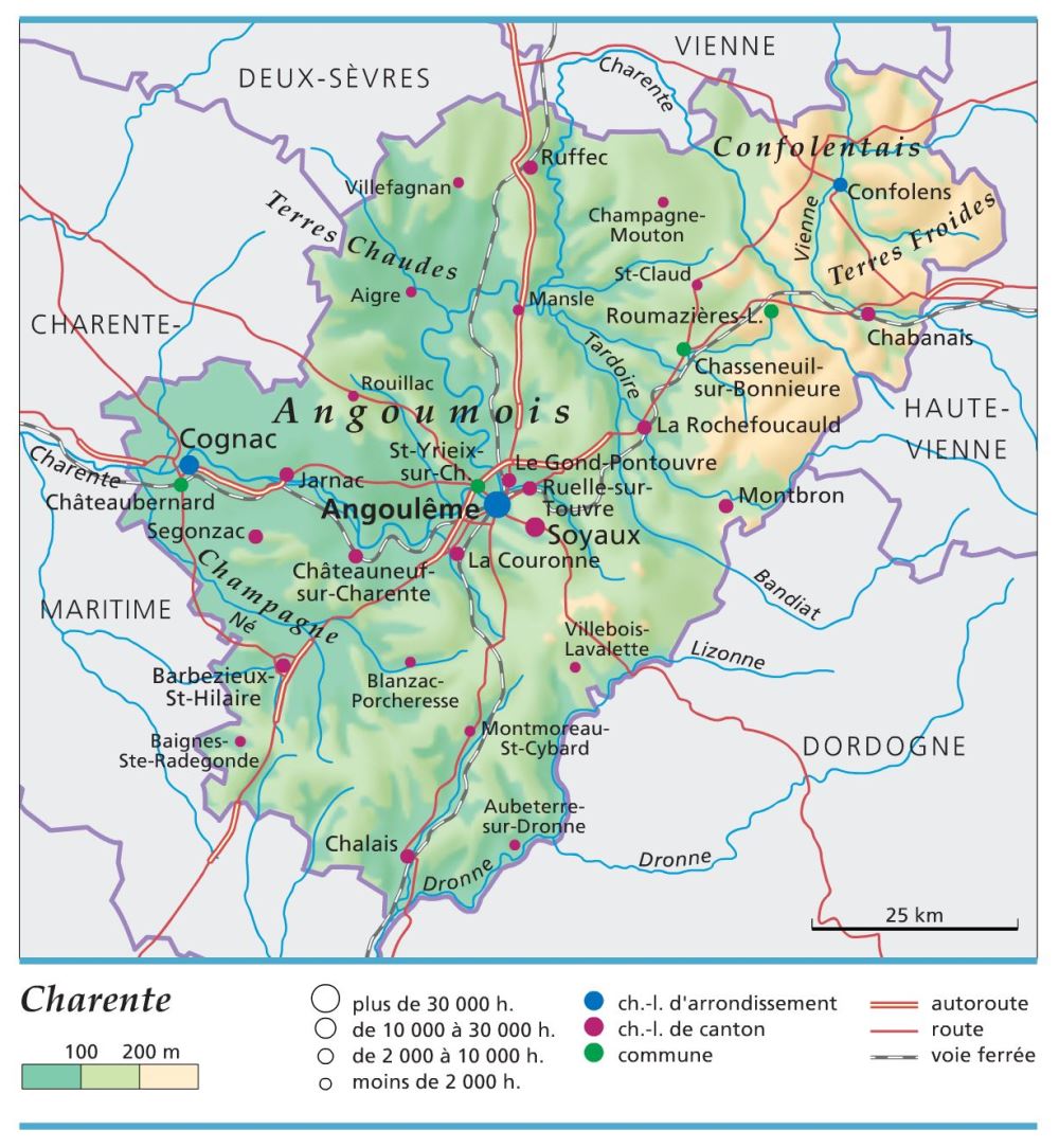 carte et plan du département de la CHARENTE carte département Charente