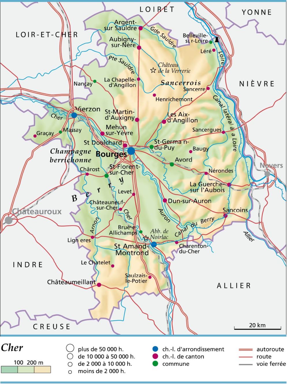 carte département Cher