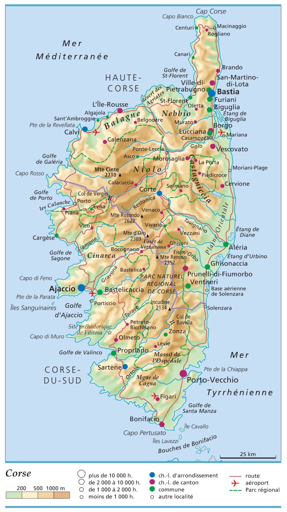 carte et plan du département de la CORSE-DU-SUD carte département Corse-du-Sud