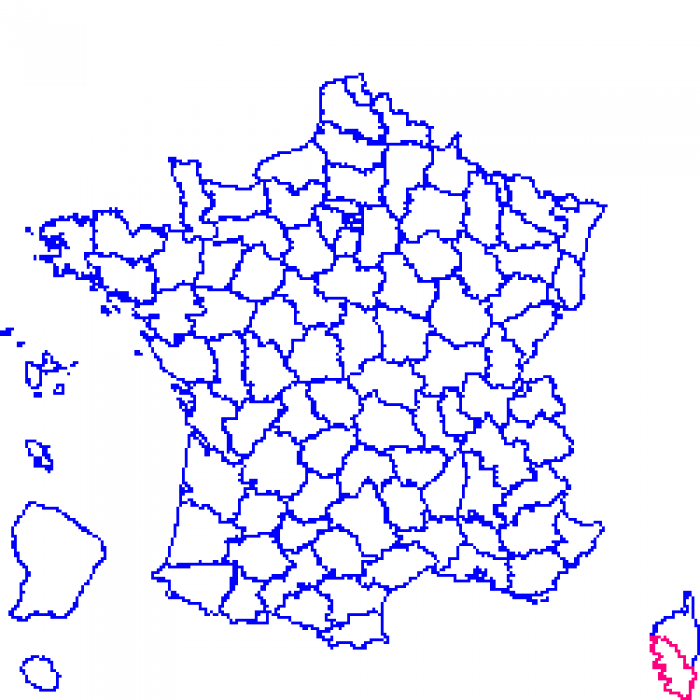 Corse-du-Sud sur la carte de france 2A sur la carte de france