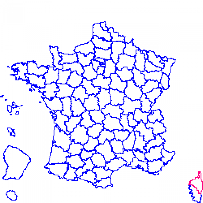 Haute-Corse sur la carte de france 2B sur la carte de france