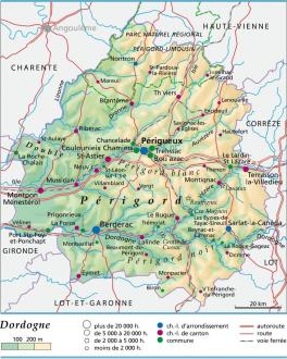 département de la dordogne carte