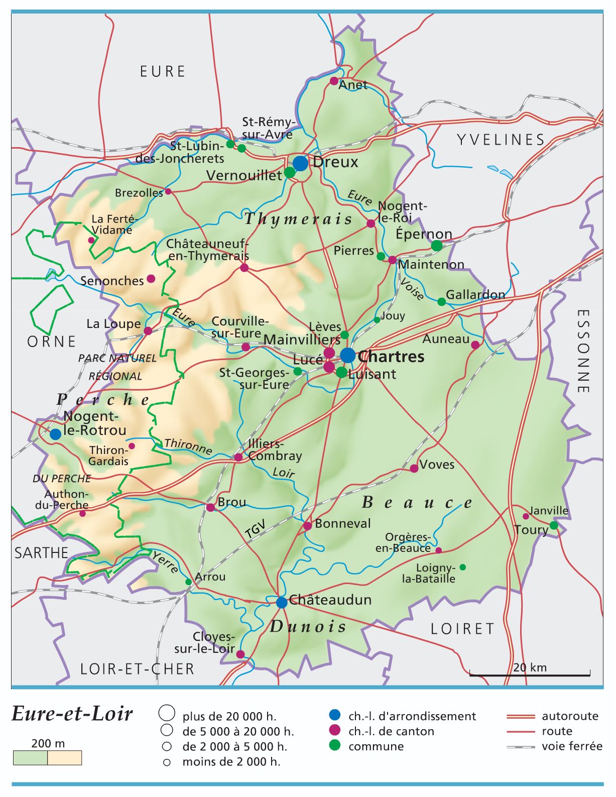 carte et plan du département de l'EURE-ET-LOIR carte département Eure-et-Loir