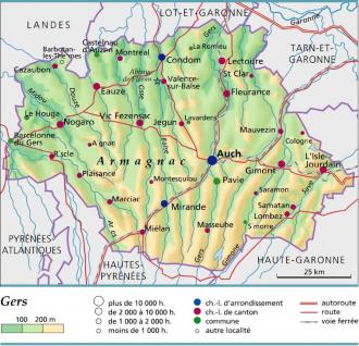 carte détaillée carte du gers