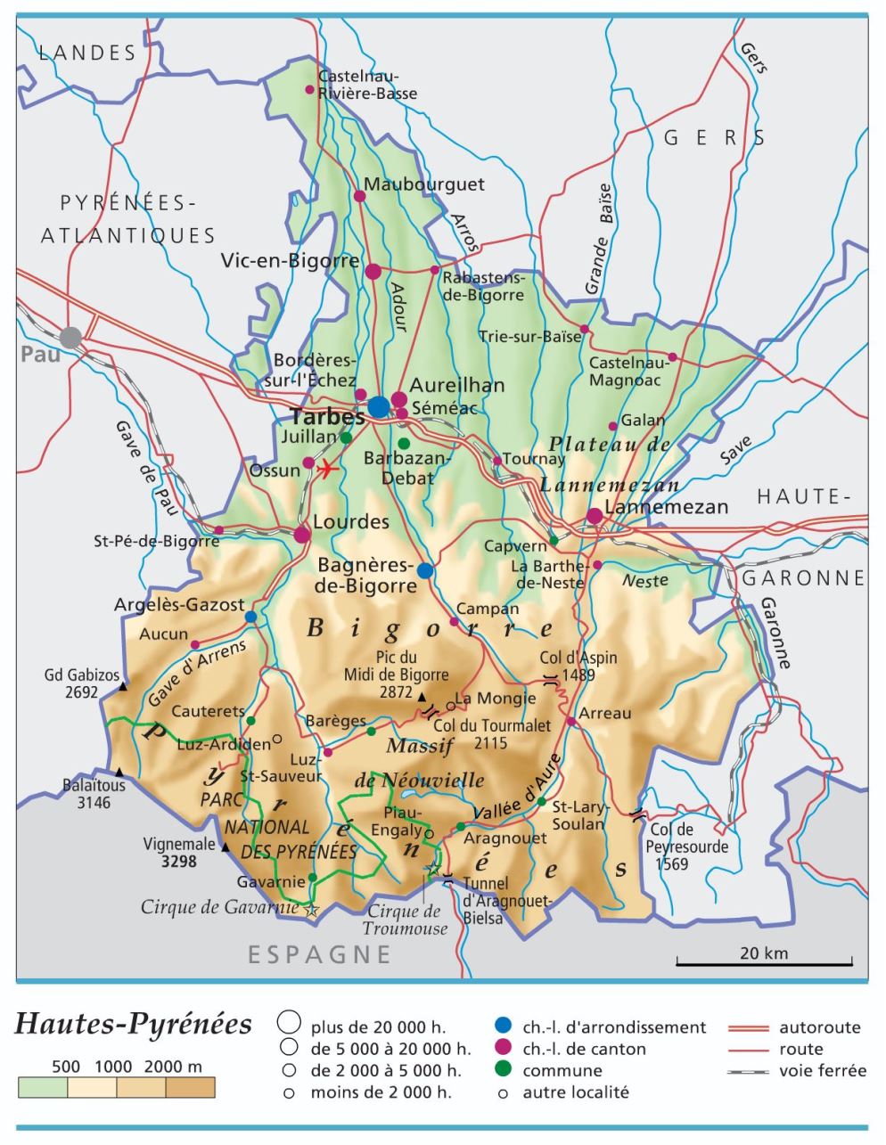 carte haute pyrénées 65