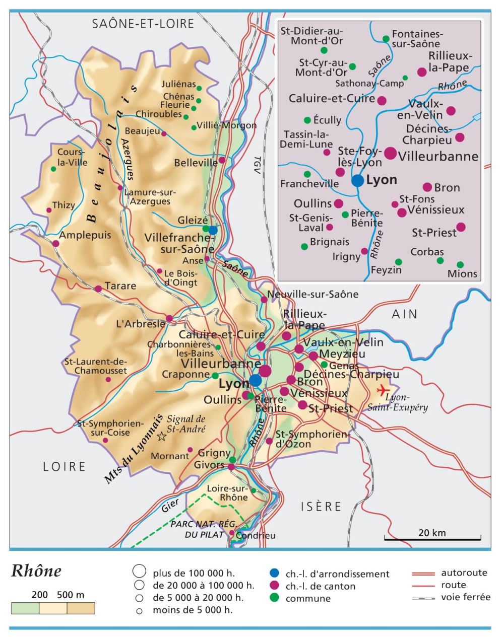 carte département Rhône
