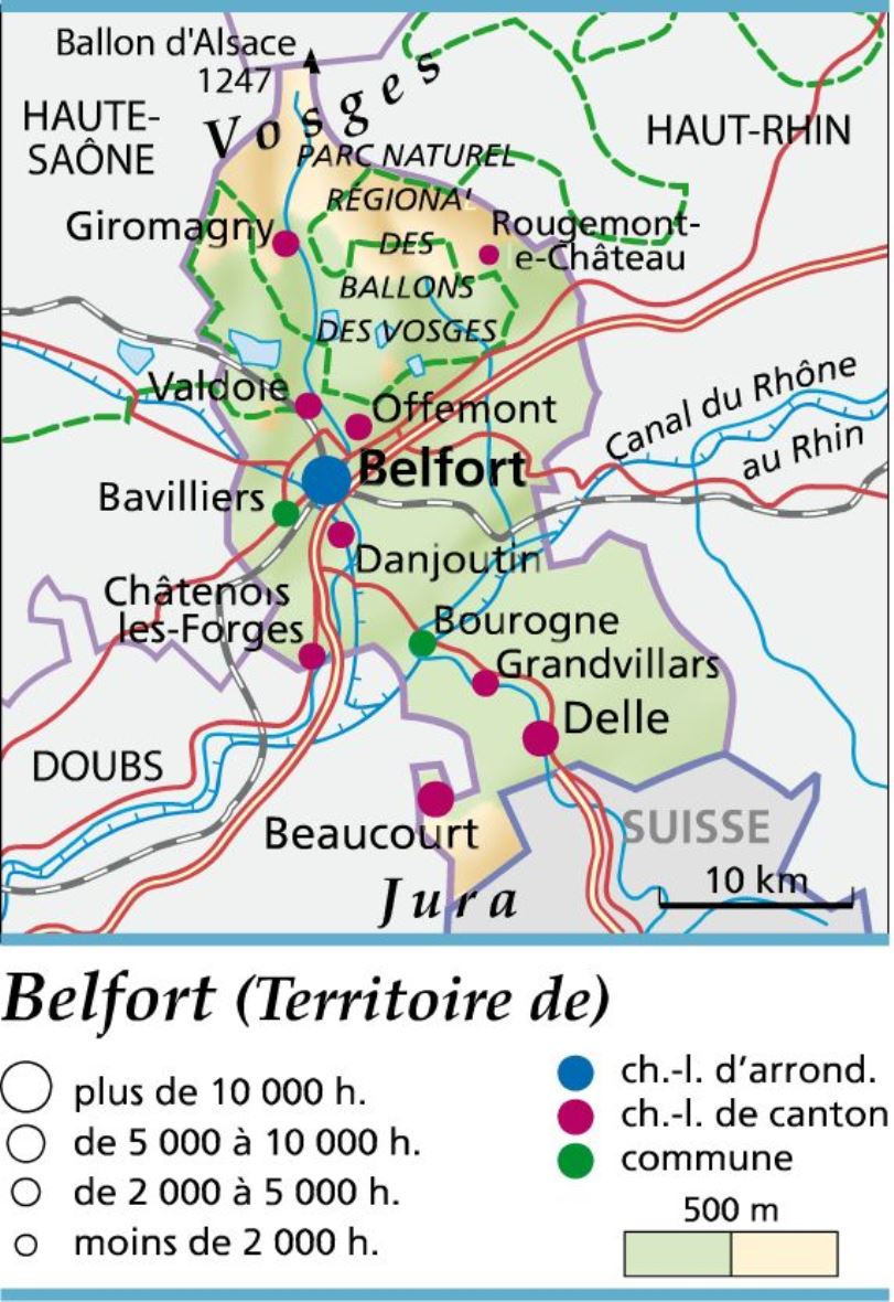 carte et plan du département du TERRITOIRE DE BELFORT carte département Territoire de Belfort