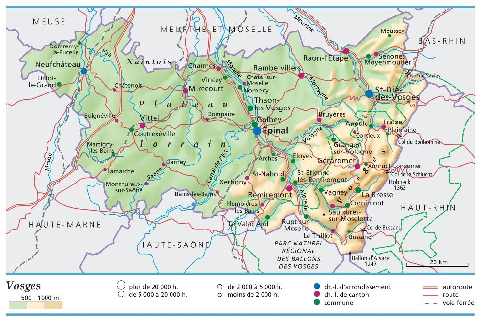 carte département Vosges